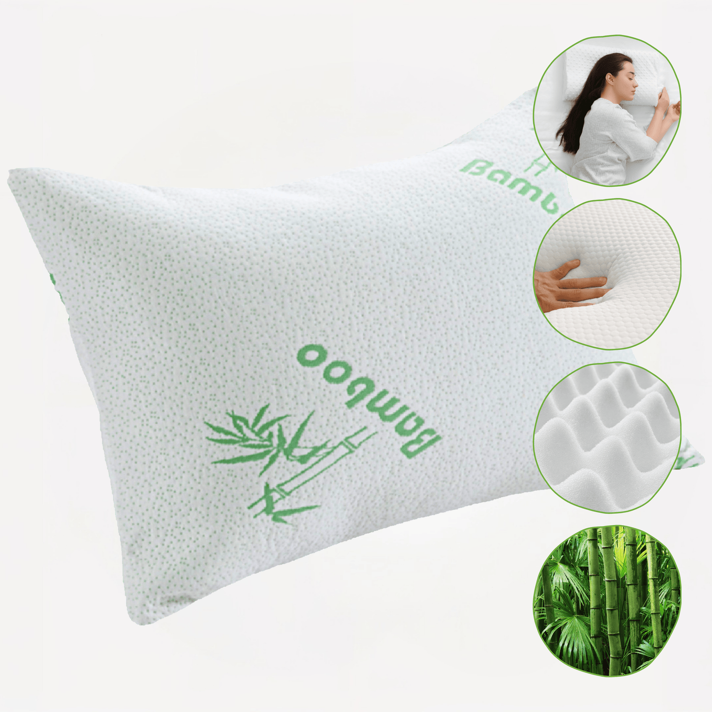 Oreiller en mousse à mémoire de forme de bambou Hypoallergénique Rafraîchissant Luxueux Rembourrage en fibres de qualité supérieure pour un confort et un soutien optimaux par OLIVIA ROCCO