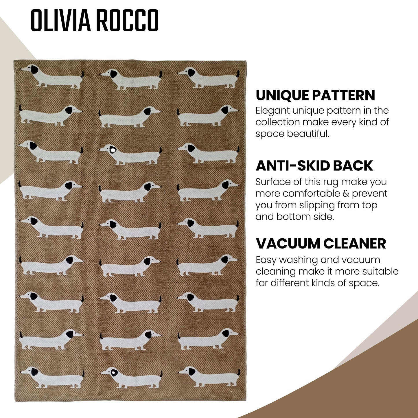 Tapis imprimé animal Chien saucisse Moderne Antidérapant Doux Durable Tapis de sol pour Salon Chambre Couloir & Bureau par OLIVIA ROCCO