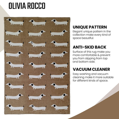 Tapis imprimé animal Chien saucisse Moderne Antidérapant Doux Durable Tapis de sol pour Salon Chambre Couloir & Bureau par OLIVIA ROCCO