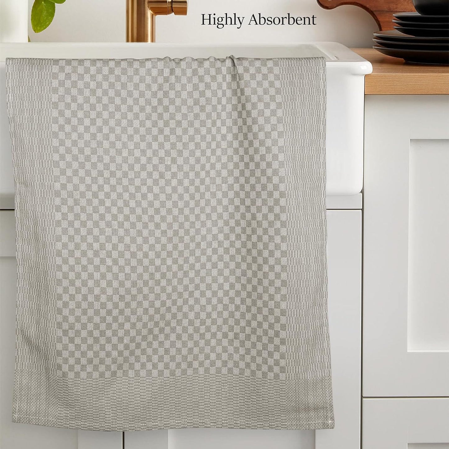 Lot de 5 torchons en coton 100% grand format super absorbants séchage rapide résistants à carreaux pour cuisine maison et usage professionnel par OLIVIA ROCCO