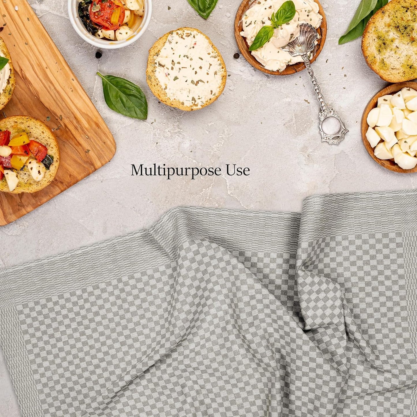Lot de 5 torchons en coton 100% grand format super absorbants séchage rapide résistants à carreaux pour cuisine maison et usage professionnel par OLIVIA ROCCO