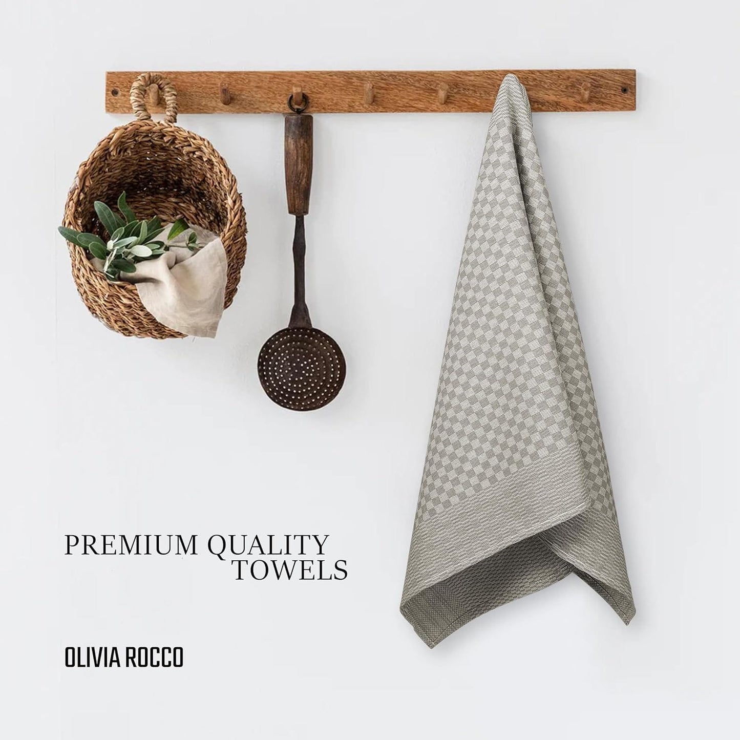 Lot de 5 torchons en coton 100% grand format super absorbants séchage rapide résistants à carreaux pour cuisine maison et usage professionnel par OLIVIA ROCCO