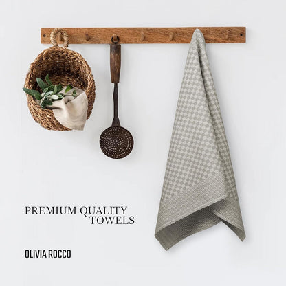 Lot de 5 torchons en coton 100% grand format super absorbants séchage rapide résistants à carreaux pour cuisine maison et usage professionnel par OLIVIA ROCCO