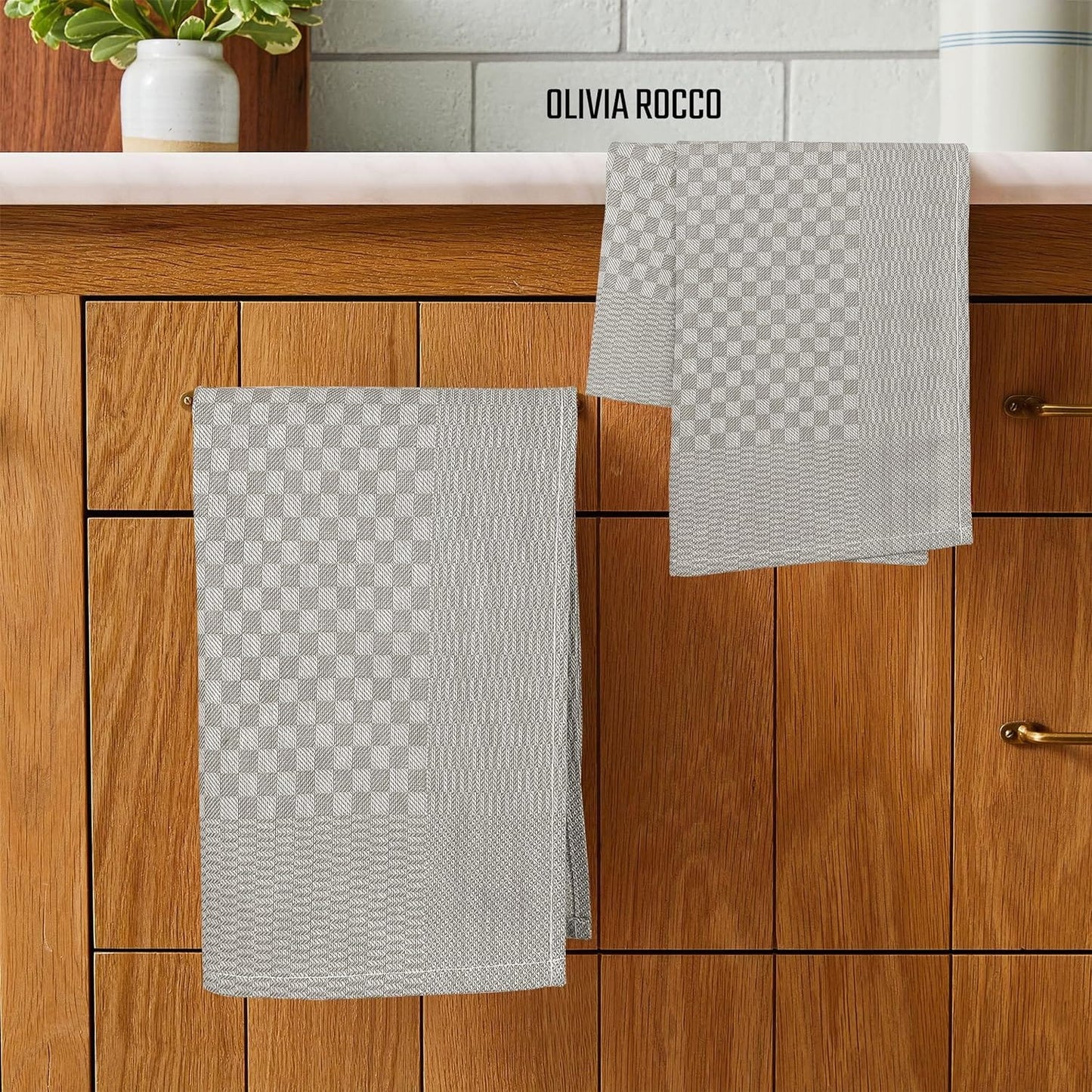 Lot de 5 torchons en coton 100% grand format super absorbants séchage rapide résistants à carreaux pour cuisine maison et usage professionnel par OLIVIA ROCCO