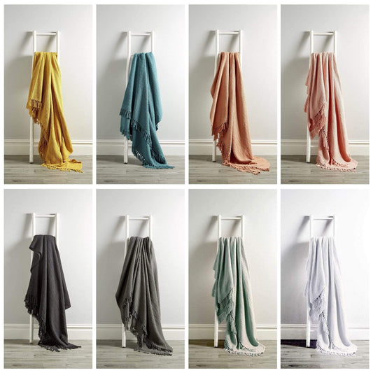 Plaid en Coton Pur Indien Tissé à la Main Nid d'Abeille Lisbonne Couverture Luxueuse Douce Légère Entretien Facile pour Canapé Lit ou Salon Disponible en 10 Couleurs et Tailles par OLIVIA ROCCO