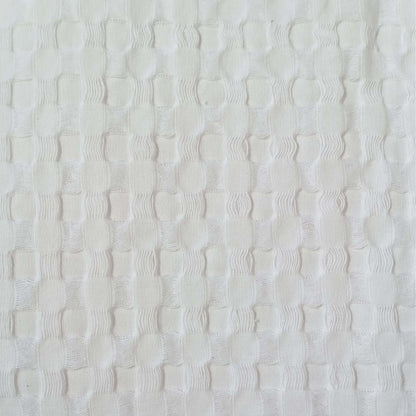 OLIVIA ROCCO Florian Checked Throw Blanket White 100% Cotton Bedspread For Sofa And Bed