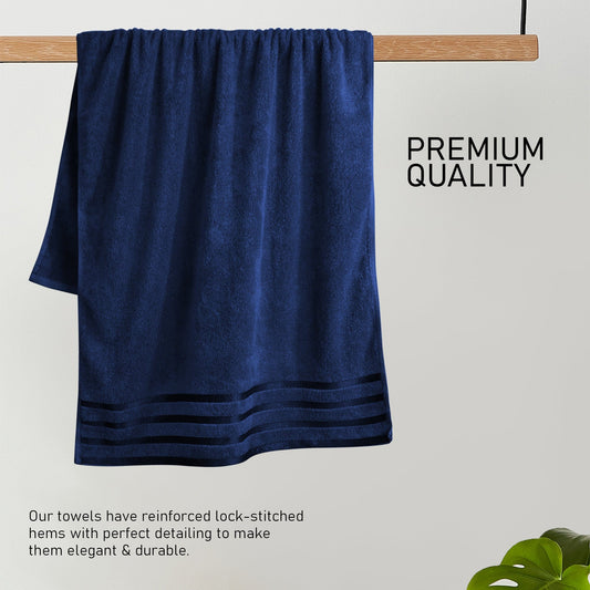 Serviettes à rayures en viscose Belmont, bleu roi, 100 % coton, qualité hôtelière, super absorbantes, lot de 10 pièces, 4 essuie-mains et 12 gants de toilette, par OLIVIA ROCCO