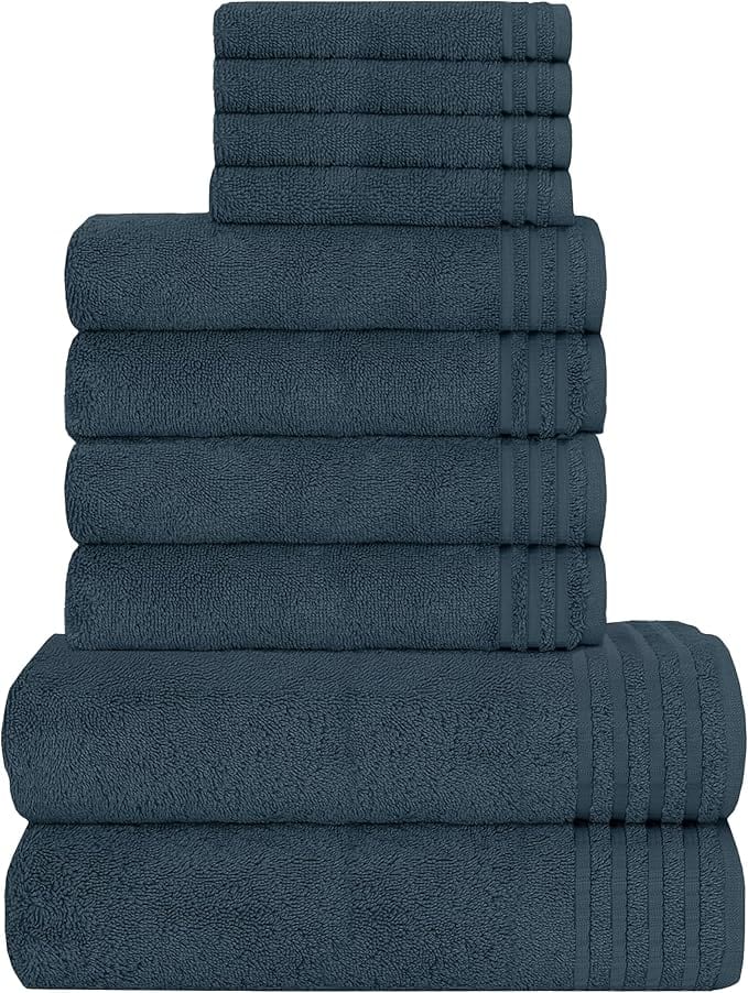 Ensemble de 10 serviettes de luxe Monaco en coton égyptien 500 GSM avec 4 gants de toilette, 4 serviettes à main et 2 serviettes de bain pour la salle de bain par OLIVIA ROCCO