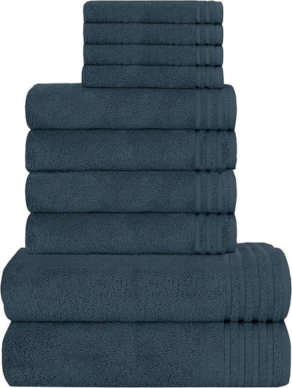 Ensemble de 10 serviettes de luxe Monaco en coton égyptien 500 GSM avec 4 gants de toilette, 4 serviettes à main et 2 serviettes de bain pour la salle de bain par OLIVIA ROCCO