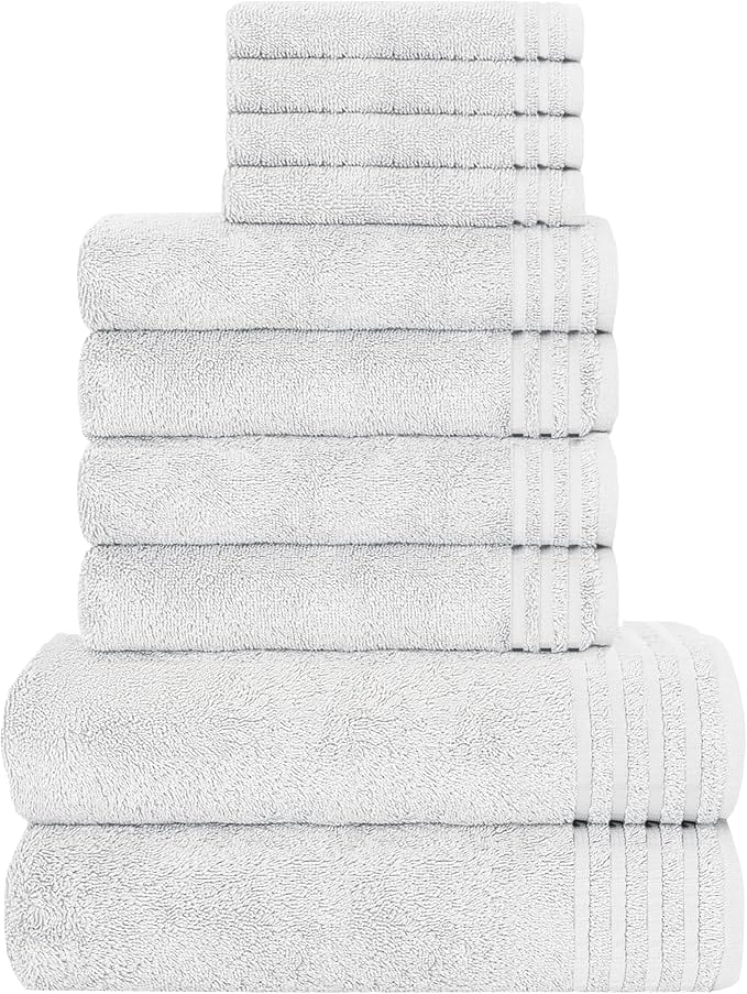Ensemble de 10 serviettes de luxe Monaco en coton égyptien 500 GSM avec 4 gants de toilette, 4 serviettes à main et 2 serviettes de bain pour la salle de bain par OLIVIA ROCCO