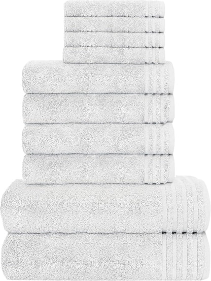 Ensemble de 10 serviettes de luxe Monaco en coton égyptien 500 GSM avec 4 gants de toilette, 4 serviettes à main et 2 serviettes de bain pour la salle de bain par OLIVIA ROCCO