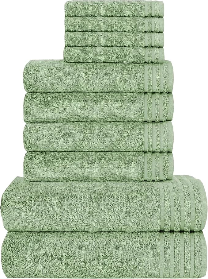 Ensemble de 10 serviettes de luxe Monaco en coton égyptien 500 GSM avec 4 gants de toilette, 4 serviettes à main et 2 serviettes de bain pour la salle de bain par OLIVIA ROCCO