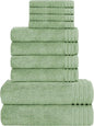 Ensemble de 10 serviettes de luxe Monaco en coton égyptien 500 GSM avec 4 gants de toilette, 4 serviettes à main et 2 serviettes de bain pour la salle de bain par OLIVIA ROCCO