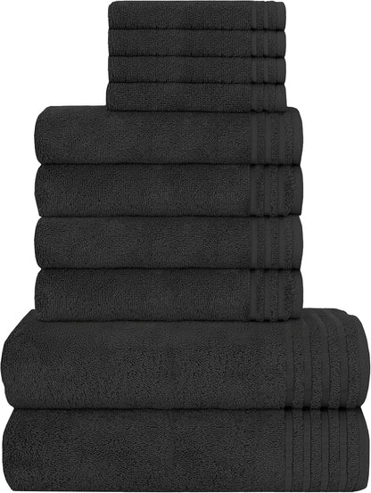 Ensemble de 10 serviettes de luxe Monaco en coton égyptien 500 GSM avec 4 gants de toilette, 4 serviettes à main et 2 serviettes de bain pour la salle de bain par OLIVIA ROCCO