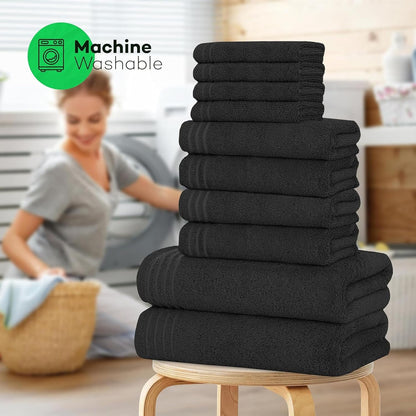 Ensemble de 10 serviettes de luxe Monaco en coton égyptien 500 GSM avec 4 gants de toilette, 4 serviettes à main et 2 serviettes de bain pour la salle de bain par OLIVIA ROCCO