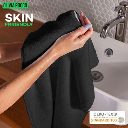 Ensemble de 10 serviettes de luxe Monaco en coton égyptien 500 GSM avec 4 gants de toilette, 4 serviettes à main et 2 serviettes de bain pour la salle de bain par OLIVIA ROCCO