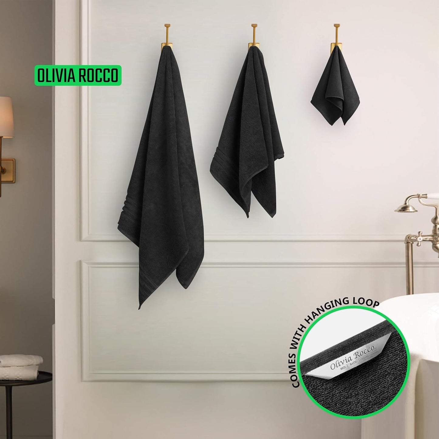 Ensemble de 10 serviettes de luxe Monaco en coton égyptien 500 GSM avec 4 gants de toilette, 4 serviettes à main et 2 serviettes de bain pour la salle de bain par OLIVIA ROCCO