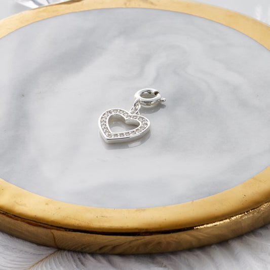Open Heart Charm Created with Zircondia® Crystals