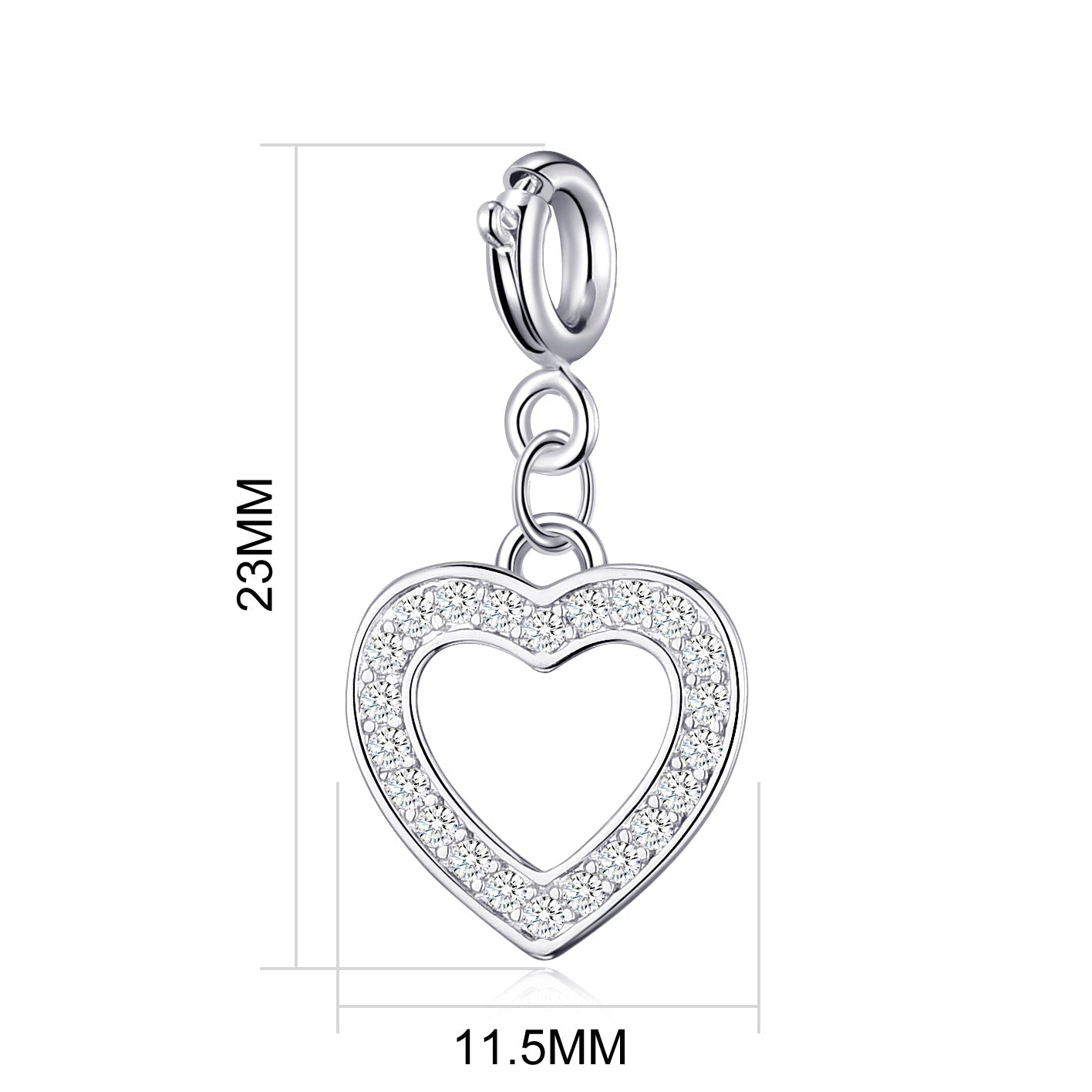 Open Heart Charm Created with Zircondia® Crystals