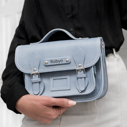 Leather Midi Satchel - Lilac Grey
