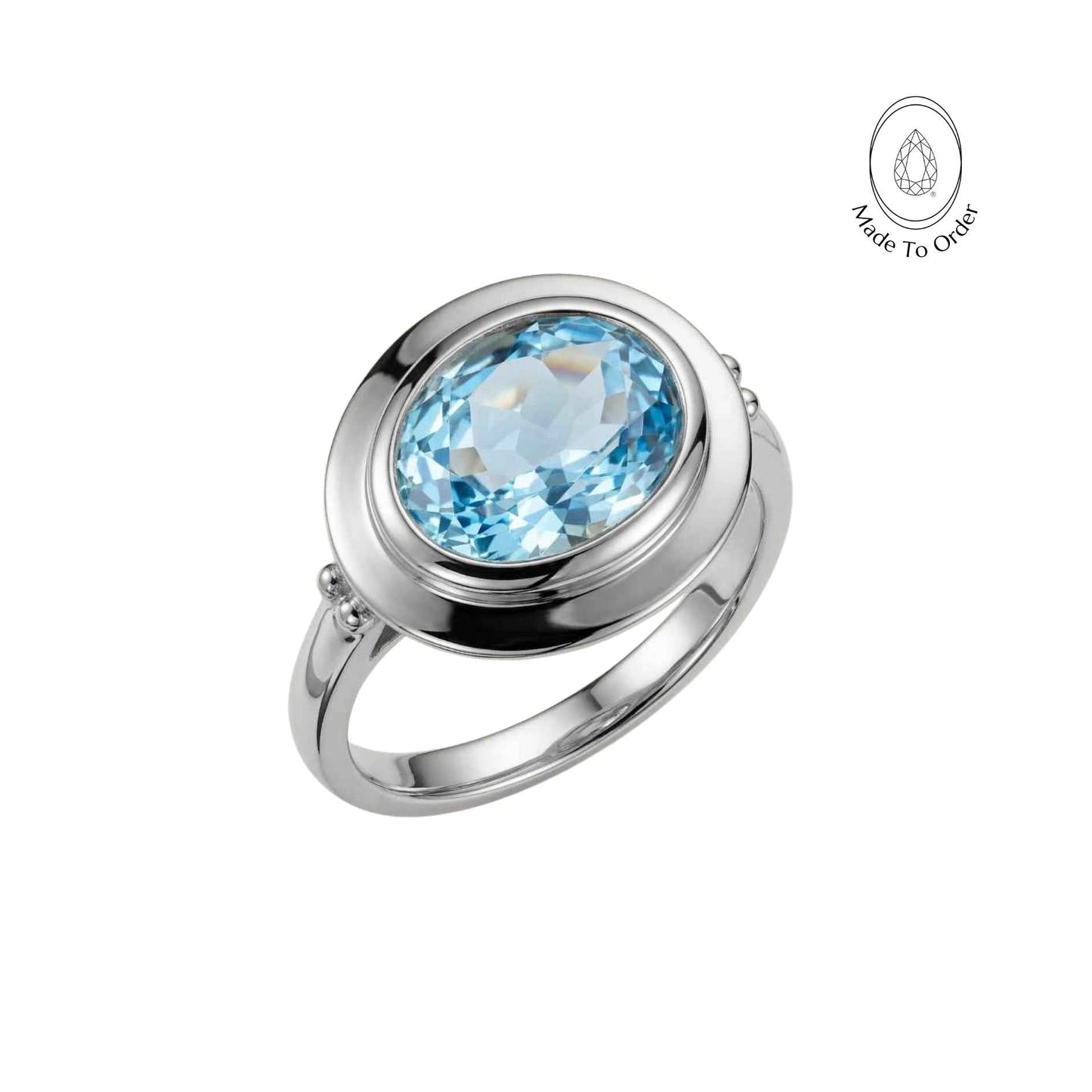 Bague avec Topaze Bleue Ciel taille ovale - Avery