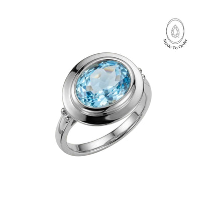 Bague avec Topaze Bleue Ciel taille ovale - Avery