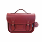 Floral Lined Leather Midi Satchel - Oxblood