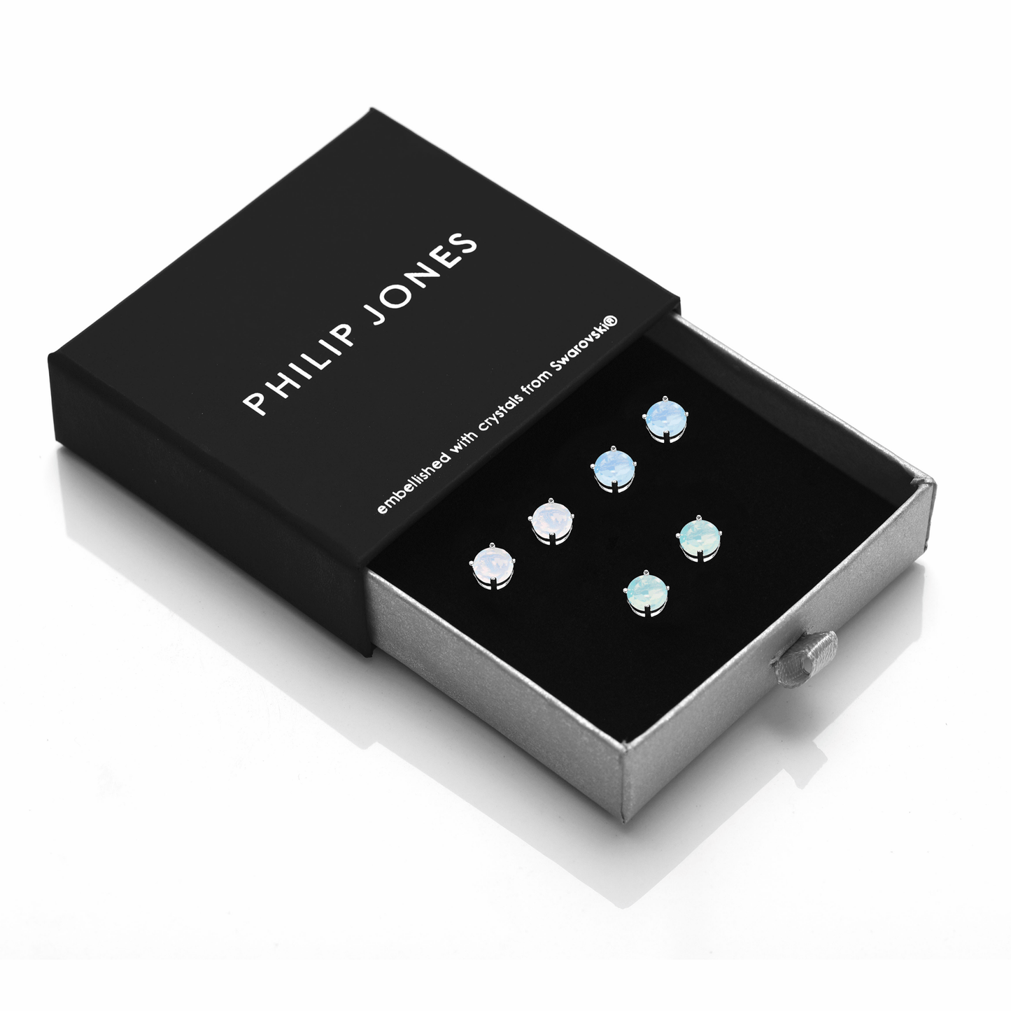 Pack of Three Opal Earrings Created with Zircondia® Crystals