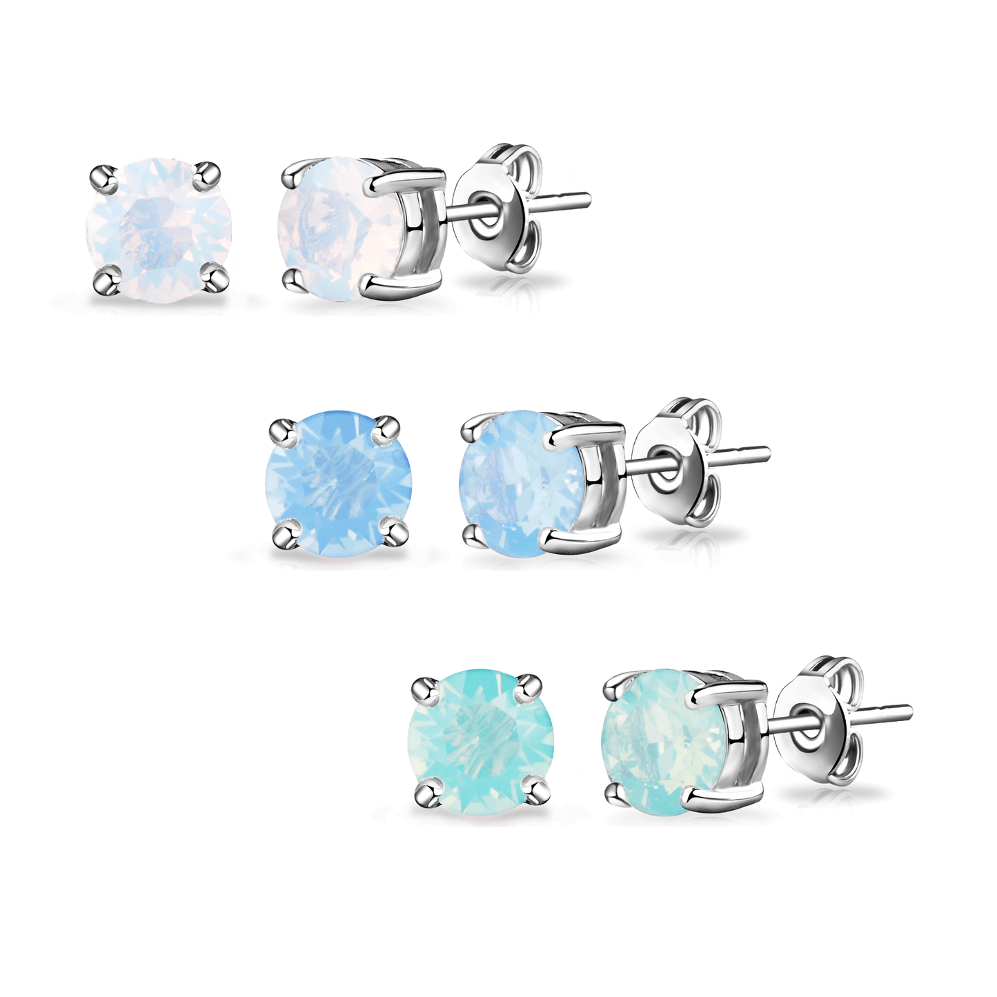 Pack of Three Opal Earrings Created with Zircondia® Crystals