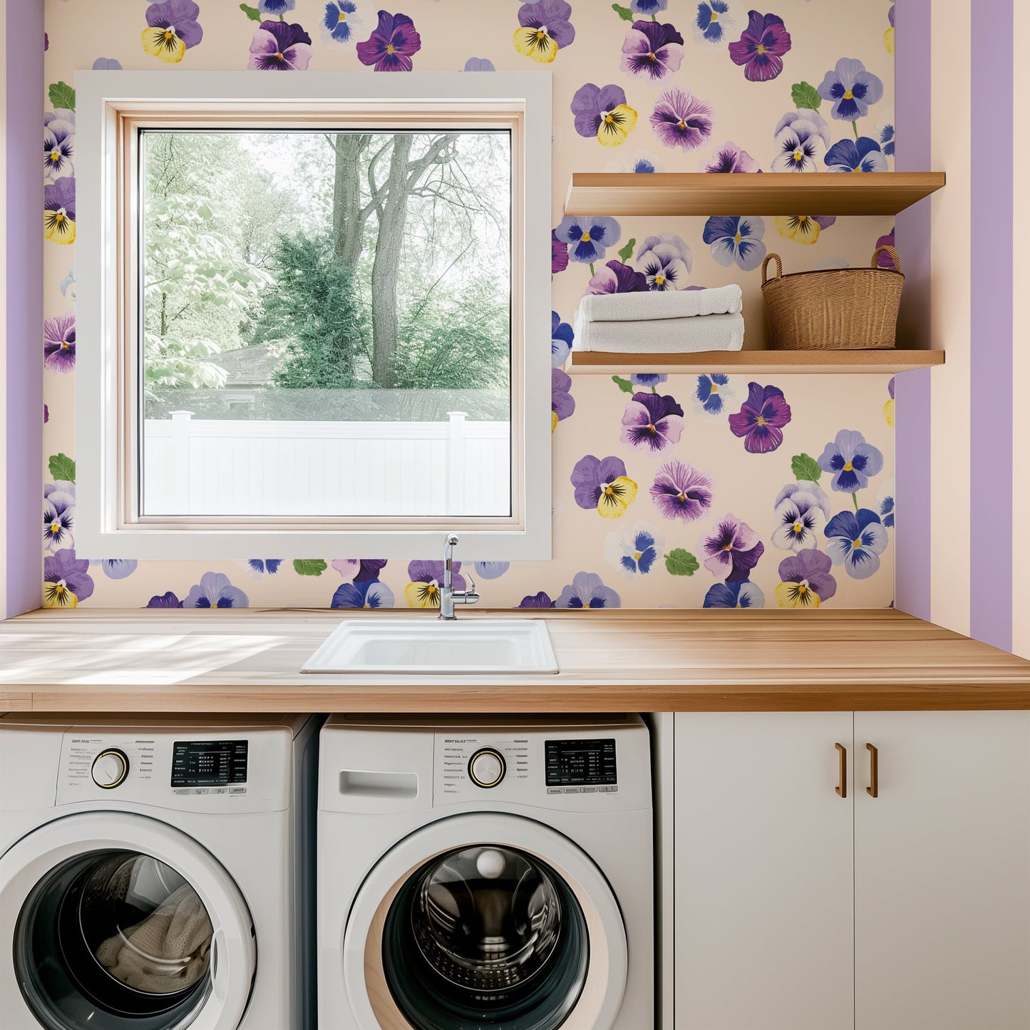 PANSY PARTY VINTAGE CREAM WALLPAPER