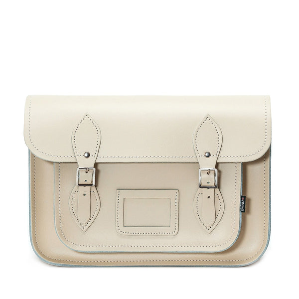 Handmade Leather Satchel - Pastel Cream