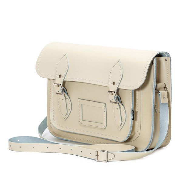 Handmade Leather Satchel - Pastel Cream