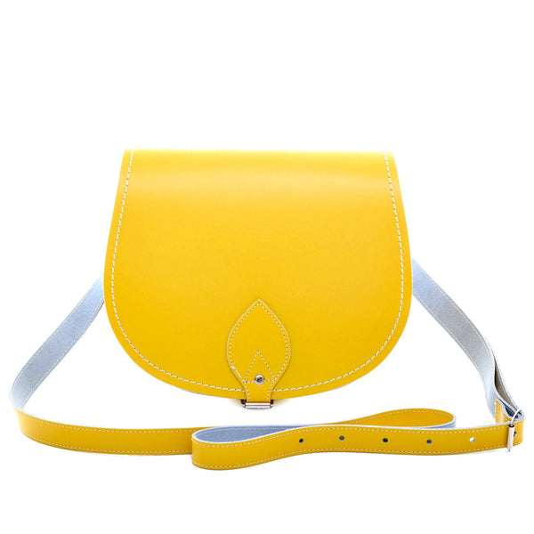 Handmade Leather Saddle Bag - Pastel Daffodil Yellow