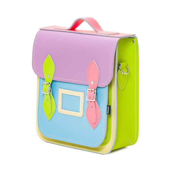 Handmade Leather City Backpack - Pastel Kaleidoscope