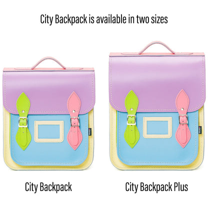 Handmade Leather City Backpack - Pastel Kaleidoscope