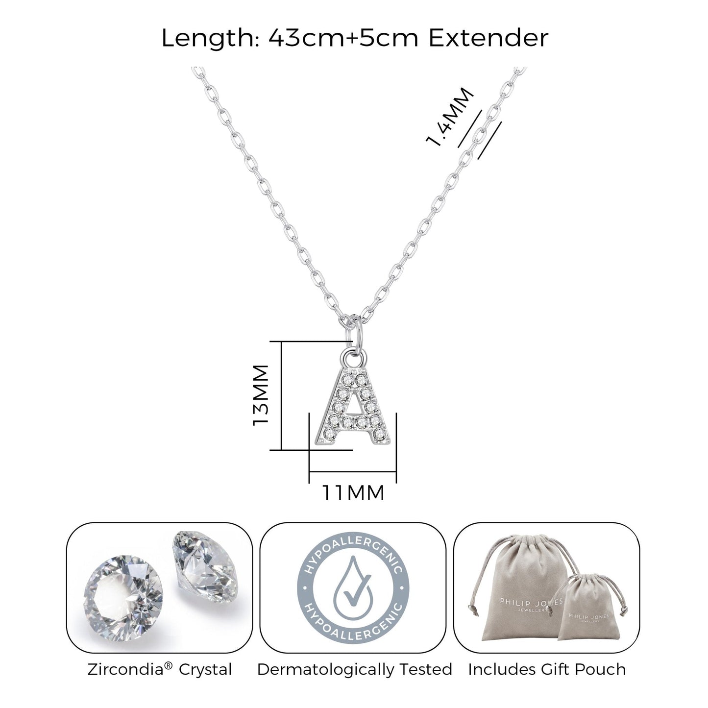 Pave Initial Necklace Letter A Created with Zircondia® Crystals
