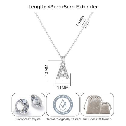 Pave Initial A Necklace with Birthstone Charm Created with Zircondia® Crystals