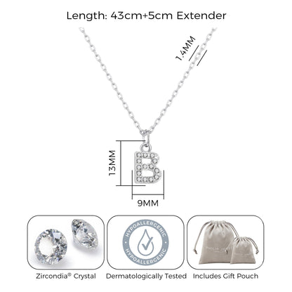 Pave Initial B Necklace with Birthstone Charm Created with Zircondia® Crystals