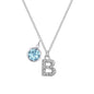 Pave Initial B Necklace with Birthstone Charm Created with Zircondia® Crystals