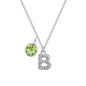 Pave Initial B Necklace with Birthstone Charm Created with Zircondia® Crystals