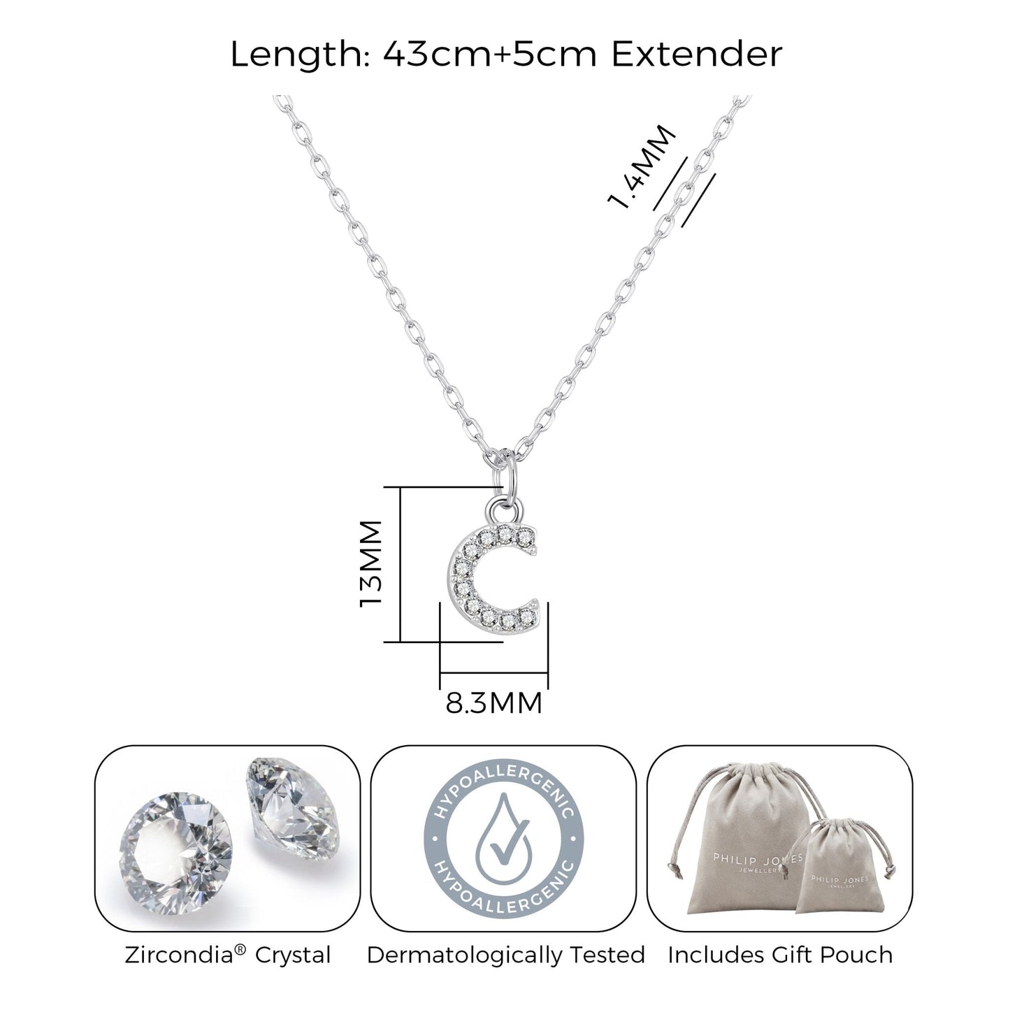 Pave Initial Necklace Letter C Created with Zircondia® Crystals