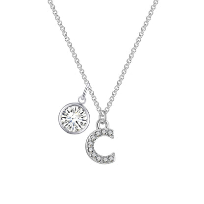 Pave Initial C Necklace with Birthstone Charm Created with Zircondia® Crystals