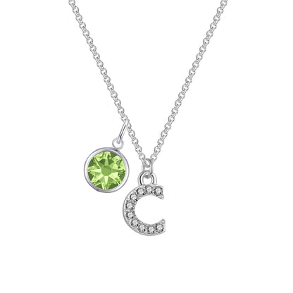 Pave Initial C Necklace with Birthstone Charm Created with Zircondia® Crystals