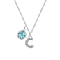 Pave Initial C Necklace with Birthstone Charm Created with Zircondia® Crystals
