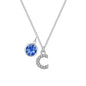 Pave Initial C Necklace with Birthstone Charm Created with Zircondia® Crystals