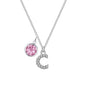 Pave Initial C Necklace with Birthstone Charm Created with Zircondia® Crystals