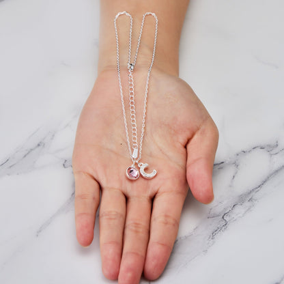 Pave Initial C Necklace with Birthstone Charm Created with Zircondia® Crystals