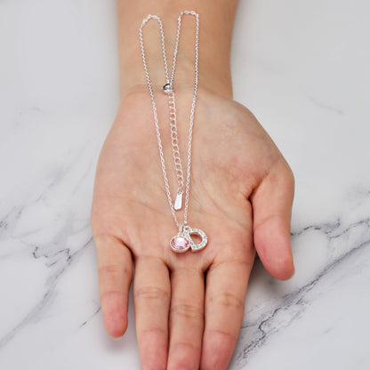 Pave Initial D Necklace with Birthstone Charm Created with Zircondia® Crystals