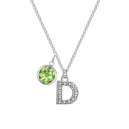 Pave Initial D Necklace with Birthstone Charm Created with Zircondia® Crystals