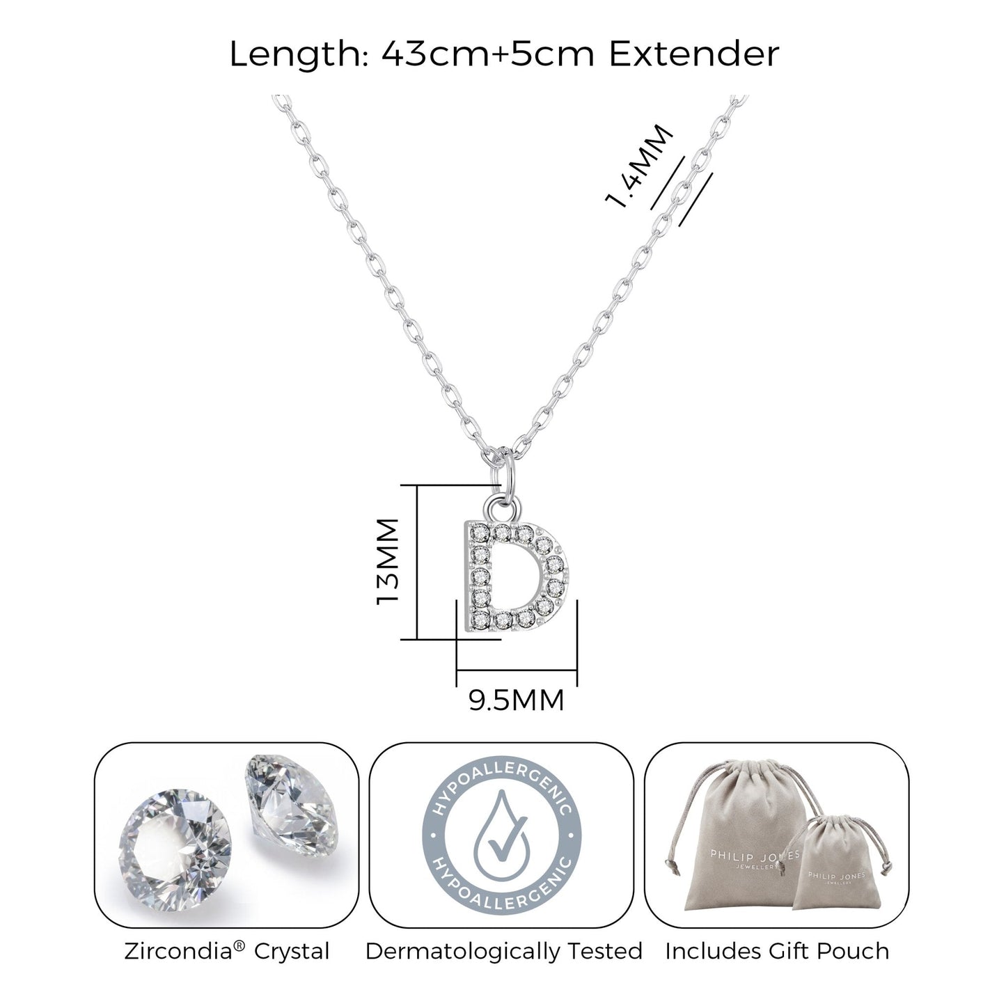 Pave Initial D Necklace with Birthstone Charm Created with Zircondia® Crystals